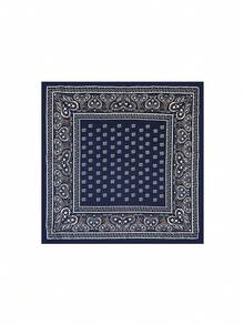1pc 70*70cm Square Silk Scarf, Women's Satin Printed Headscarf, Neckerchief, Headband, Fashion Ladies Shawl, Scarf - Navy Blue - View 3