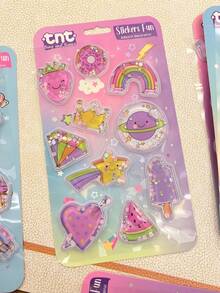 可爱夏日水果冰淇淋奶昔注水贴纸 3D海豚闪光流沙贴纸 - 彩色 - 查看 9