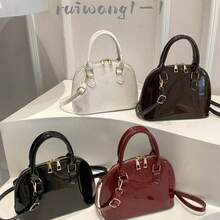 亮面贝壳手提包，通勤斜挎包，简约贝壳包，复古风 - 彩色 - 查看 2