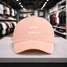Women's Baseball Cap With The Phrase "Gorgeous And Tanned" Curved Brim Hat, Adjustable, Basic, Vintage Style, Classic Casual, Everyday Wear, Premium Fabric, Perfect For Outings, Sun, Heat, Vacation, And The Beach - 珊瑚橙 - 查看 1