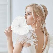 12支白色心形空白纸扇，欧式婚礼用品，DIY派对用品，心形扇，圆形广告扇，礼品，婚礼装饰，表演扇，舞蹈扇 - A - 查看 9