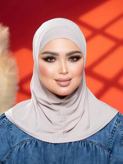1 st hijabmössa, kvinnors mellanöstern arabiska dubai turkiet enfärgad klassisk minimalistisk casual elegant ödmjuk modal siden mjuk andningsbar bekväm lång brätte 2-i-1 halsduk turban hijabmössa, lämplig för vardagsliv, festivaler, sammankomster, gudstjänst