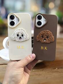 Ốp điện thoại da giả thêu hình cún con cá nhân hóa, ốp điện thoại hình gấu dễ thương, ốp điện thoại đẹp, vỏ bảo vệ điện thoại cá nhân hóa, tương thích với Apple 17, 16, 15, 14, 13, 12, 11 Pro Max, 14, 15, 16 Plus, 17 Air, dập nổi chữ nhiệt, vỏ bảo vệ toàn diện, quà tặng DIY ốp điện thoại thời trang - trắng - Xem 4