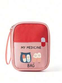 Portable Medical Bag With "My Medicine Bag" And Pill Pattern, Compact First Aid Kit, Portable Storage Pouch For Camping - Multicolor - View 11