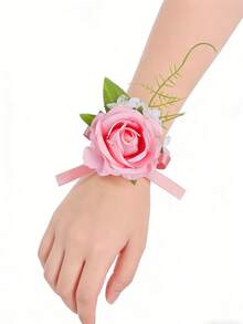 Bộ hoa cài áo và hoa cài ve áo cưới, vòng tay hoa giả, vòng tay hoa cài áo dự tiệc, hoa cài ve áo cho nam, phụ kiện hoa cưới, trang trí vest dự tiệc. - Nhiều màu - Xem 25