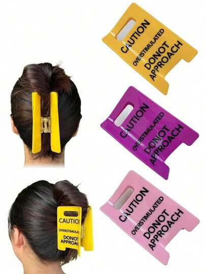 1个/套创意亚克力发爪夹，警示标志设计，独特时尚发饰，适合日常佩戴，精致礼品，时尚发爪夹，优雅发夹，休闲发夹，发卡