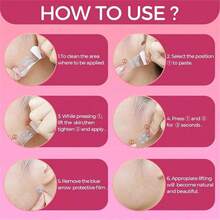 40/32/20/8 piezas Cinta para levantamiento facial, Máscaras faciales de elevación y tensado instantáneo, Cintas para levantamiento facial invisible, Pegatinas para eliminar arrugas, Tiras reafirmantes sin costuras de color beige claro para reducción de arrugas en los ojos y papada doble - Multicolor - Ver 6