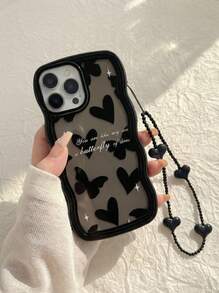 Dây buộc điện thoại di động Wave Black Heart Butterfly + Vòng đeo tay Tương thích với Apple 15/15Pro - màu đen - Xem 6
