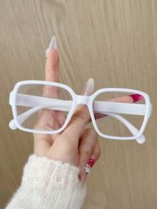 1副女士极简透明镜片眼镜 - 全框椭圆形镜架，带弹簧铰链，圆形设计，适合日常通勤、休闲佩戴和各种脸型 - 彩色 - 查看 7