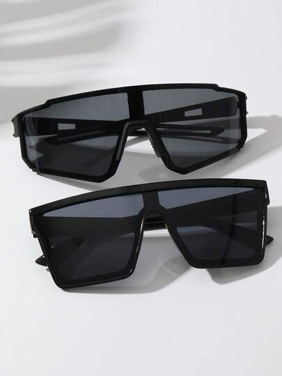 2pcs Men Street Style Personality Futuristic Technological Popular Design Fashion Glasses Combination For Cycling Outdoor Casual Activities Skiing Mountaineering Accessories