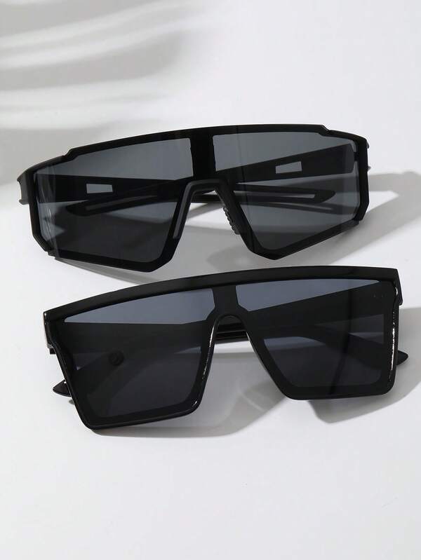 2pcs Men Street Style Personality Futuristic Technological Popular Design Fashion Glasses Combination For Cycling Outdoor Casual Activities Skiing Mountaineering Accessories