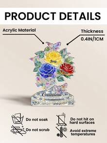 Tấm bảng acrylic khắc theo yêu cầu - Quà tặng Ngày của Mẹ cá nhân hóa dành cho Mẹ, Bà - Tình yêu của Bà không bao giờ kết thúc - Món quà cảm ơn sinh nhật hoàn hảo dành cho Bà - Trang trí gia đình ấm áp - Số lượng hoa và tên có thể tùy chỉnh - Như được hiển thị - Xem 12