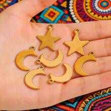 20pcs 304 Stainless Steel 18K Gold-Plated Moon And Star Pendant DIY Charm Jewellery Necklace Making Accessories Women's Stainless Steel Jewellery Handmade Components - Pendant - View 6