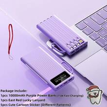 Pin dự phòng sạc nhanh di động dung lượng siêu lớn 10000/20000/30000mAh 5V2A, Bộ sạc phong cách tối giản cho doanh nhân, thiết kế cao cấp, tích hợp 4 dây cáp, đèn cắm trại siêu sáng 4 chế độ, vật dụng du lịch không thể thiếu, dành cho iPhone 6 7 8 X XR 11 12 13 14 15 16 Pro Max dành cho iPad, điện thoại Android, quà tặng cho gia đình, bạn bè, trẻ em, sinh nhật, giáng sinh, mùa đông, tối Thích hợp cho vui chơi ngoài trời, mua sắm, du lịch, nguồn điện di động Sạc siêu nhanh, màn hình hiển thị nguồn LED, bộ sạc di động cho thiết bị Android và iPhone có cổng USB và Type-C, pin lithium polymer an toàn và ổn định. Sạc siêu nhanh, màn hình hiển thị nguồn LED, bộ sạc di động cho thiết bị Android và iPhone có cổng USB và Type-C, pin lithium polymer an toàn và ổn định Thích hợp cho vui chơi ngoài trời, mua sắm, du lịch, nguồn điện di động cho Apple iPhone, iPad, điện thoại Android, quà tặng cho gia đình, bạn bè, sinh nhật, giáng sinh, mùa đông - Màu tím - Xem 13