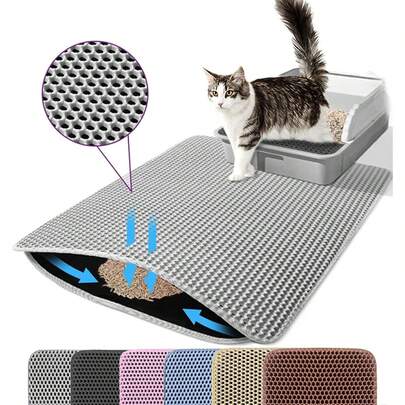 1PC Cat Litter Mat ,Double Layer Waterproof Pet Litter Box Mat Non-Slip Sand Cat Pad Washable Bed Mat Clean Pad Products,Pet Supplies Cat Accessories