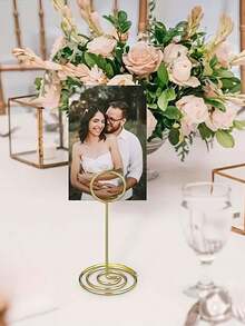 2pcs Peacock Pattern Electroplated Business Card Holder, Office Desk Note Clip, Wedding Table Card Clip, Party Table Name Card Holder - View 5