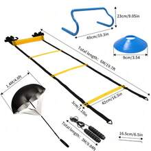 XXL Speed & Agility Training Equipment Set – Agility Ladder, Hurdles, Trainer Cones, Resistance Parachute, Jump Rope & Carry Bag – Football & Sports Coordination Training Kit - Multicolor - View 5