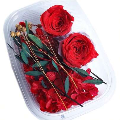 高级永生玫瑰花盒，手工制作，优雅配色，适合春季婚礼装饰，持久不掉花，花卉装饰材料，DIY花卉工艺盒，手工相框/婚礼装饰