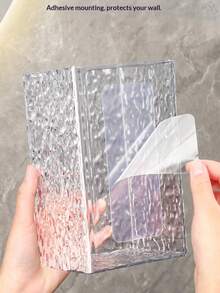 U-Shaped Large Opening Wave Pattern Tissue Box, Wallmount Bathroom Vanity Rust-Proof Tissue Holder For Home & Living Room - Transparent White - View 7