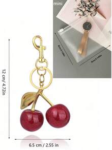 新款时尚水晶樱桃金属钥匙扣，适合日常佩戴，可用作包包配饰，可作为礼物送给家人、朋友、同学、情侣，也可作为生日礼物、教师节礼物、情人节纪念品。 - 彩色 - 查看 12