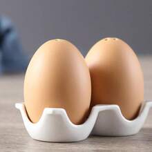 1 Set Ceramic Salt And Pepper Shakers, Ceramic Egg Shaped Seasoning Jars, Interesting Spice Bottles, Mini Brown Egg Shaped Salt And Pepper Shakers With Cardboard Design And Kitchen Spice Rack - Multicolor - View 2