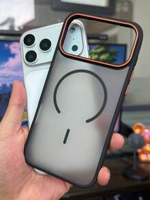 奢华透明磨砂磁吸手机壳，兼容 17 Pro Max、17 Pro、17 Air、17、16、15、14 Plus、13、12、11 Pro Max，彩色边框，防震，磁吸式无线充电保护套 - 黑色 - 查看 4