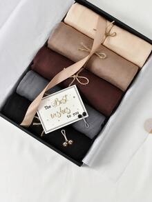 1 Box Premium Jersey Hijab Set, 5pcs Headscarves + 2pcs Hair Clips, Muslim Turbans, Daily Casual Outdoor Hijab, Breathable Shawl, Scarf Set, Gift Box, Holiday Gift - Multicolor - View 4