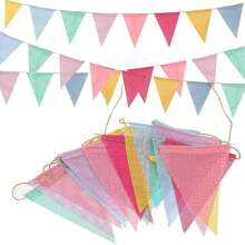 1 pieza / 4 metros Bandera triangular, cuerda colgante de fiesta de yute de colores, adecuada para fiestas de cumpleaños, bodas, decoraciones navideñas, decoraciones de eventos universitarios y decoraciones de fondo de fiesta. - Banderín multicolor de 4 metros - Ver 2