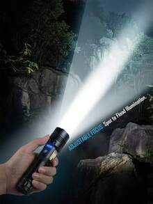 Ultra Bright Rechargeable LED Flashlight, 5 Lighting Modes, With Lithium Battery For Ultra Long Battery Life, Type-C Battery Charging, Very Suitable For Camping, Emergency Situations, Hunting, Hunting, Rechargeable Flashlight - Black - View 3