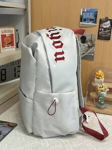 Ba lô thêu chữ tối giản, túi đeo vai nhẹ dành cho nữ sinh trung học. - A - Xem 9