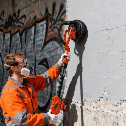 Cordless Drywall Sander, 450W Electric Sander, Popcorn Ceiling Removal Tool With Vacuum Dust Collection, 7 Variable Speed 0-1600 RPM, LED Light, Foldable & Extendable Handle, 15 Sanding Discs