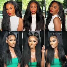 13x6 Lace Front Yaki Straight Wig HD Transparent Kinkly Straight Lace Frontal Closure Human Hair Wigs Glueless Wig Pre Plucked With Baby Hair - Natural Black - View 6
