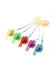 8pcs Luminous Whistle, Glow Party Favors, Neon Whistle Wholesale For Party Supplies, Theme Party Gifts, LED Whistle With Lanyard, Flashing Glow Whistle In The Dark, Suitable As Adult Birthday Party Gifts, For Adult Use Only - Multicolor - View 4