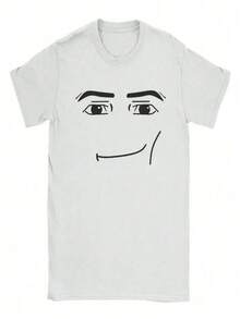 Anime Robot Robloxs Face Cotton T-Shirts Women Fun Tees Crew Neck Short Sleeve T Shirts Women Men Clothing Harajuku T Shirts - 白色 - 查看 1