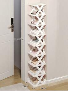 9-Tier Narrow Shoe Rack, Space-Saving Shoe Cabinet, Suitable For Entryway, Closet, Hallway, DIY Independent Shoe Organizer, Easy Assembly, Sturdy Structure, Black & White Options, Plastic Material, Consumable, Christmas Gift, Black Plastic Shoe Rack, Gift (2/3/4/6/8/9 Tiers) - Multicolor - View 8