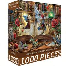 1000片创意成人拼图，厚实耐用，无缝DIY拼图，趣味高品质家庭挑战无框拼图，适合作为生日礼物、复活节礼物、家居装饰，非常适合家庭、客厅、办公室装饰。 - 彩色 - 查看 9