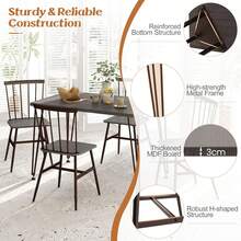 COSTWAY 5PCS Kitchen Dining Table Set, Rectangular Table And 4 Chairs With Metal Frames, 360° Adjustable Feet, Rectangular Furniture Set, Compact Design, For Living Room, Restaurant, Breakfast Area, Grey - Grey - View 4