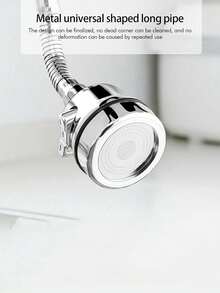 1pc Kitchen Faucet Sprayer Head Attachment, Movable Faucet Extension, 360° Rotating Sink Tap Head Anti-Splash Booster Shower Water-Saving Faucet - Silver - View 8