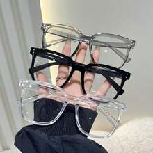 3pcs Unisex Rectangular Frame Glasses, Campus Style Glasses Can Modify Face Shape For Daily Wear - Multicolor - View 2