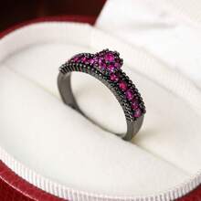 1 pieza Anillo chapado en oro negro con circonita micro-incrustada - Negro - Ver 17