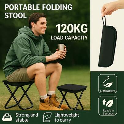 Silla de camping plegable de gran resistencia - Silla portátil y compacta para exteriores Reach CA, capacidad de 200 kg/440 lbs, estructura ligera y resistente, fácil de montar y plegar, tela resistente a la intemperie, adecuada para camping, playa, pesca, jardín y viajes - Ideal para vacaciones y aventuras al aire libre, muebles de camping, sillas de playa, muebles ahorradores de espacio, construcción duradera, equipo de pesca, diseño plegable, costuras reforzadas, asistentes de festivales, taburete plegable, silla plegable, silla plegable portátil, plegable