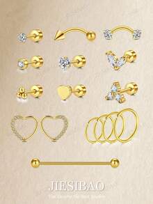 Khuyên tai sụn JIESIBAO mạ vàng dành cho nữ, khuyên tai vòng bằng thép không gỉ, khuyên tai dạng phẳng cho tai nhạy cảm, khuyên tai septum, khuyên tai industrial bar, khuyên tai rook, khuyên tai sụn, khuyên tai rook tragus, khuyên tai conch, khuyên tai helix, trang sức xỏ khuyên hàng ngày, quà tặng - Vàng - Xem 7