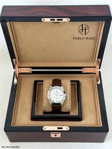 Pablo Raez 男士时尚腕表，休闲银色，精钢材质，奢华棕色软皮表带，立体感十足，镶嵌钻石，罗马数字刻度，带日期显示，50米防水，顶级全新设计师男士石英腕表，优雅时钟，精美教师节礼物，送给朋友或家人的礼物，父亲节礼物，适合日常生活/工作/派对装饰，正装表，生日毕业婚礼礼物。 - 均碼 - 查看 2