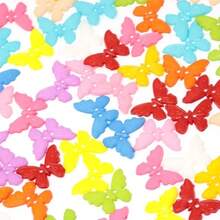 100PCS Resin Butterfly Buttons 2 Holes Buttons Animal Buttons Plastic Sewing Buttons Decorative Buttons For Skirts Gloves Sweaters Shirts Hats Scarves Headbands Craft Projects - Đầy màu sắc - Xem 4