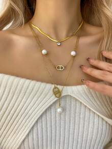 3pcs Stackable Or Standalone 18K Gold Plated Necklaces, Versatile Texture, Suitable For Dates, Gatherings, Gifts, And Daily Wear - Gold - View 10