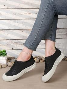 Van Skr Neue atmungsaktive, modische, leichte, weiche Sohle Mesh Laufschuhe für Frauen, retroversatile Sneaker, Slip-On Lässig Pendlerschuhe - Schwarz - Übersicht 5
