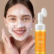 4Pcs Turmeric Wash And Care Three Piece Set,Tuemeric Facial Cleanser & Turmeric Soap Bar & Turmeric Face Scrub Pads,Face & Body Cleanser,Turmeric Cleansing Skincare Set, Deep Cleansing - 黃色 - 查看 4