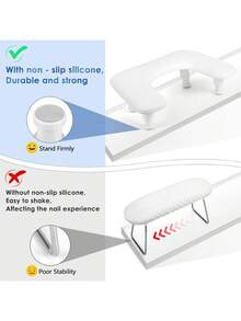Professional Manicure Armrest: U-Shaped Adjustable Manicure Hand Rest, With Removable White PU Leather Soft Pad, Anti-Slip Manicure Pillow, Suitable For Nail Salons And Home Studios, Perfect Gift For Nail Artists, Beginners, Salon Owners, And An Excellent Choice For Christmas And Professional Appreciation. - Multicolor - View 8