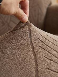 1pc Stretch Full Coverage Sofa Dust Cover, Leaf Print Design, Dirt-Resistant Protective Slipcover, Suitable For Loveseat, Living Room Sofa, Furniture. Machine Washable, Hand Wash, Dry Clean - Coffee - View 3
