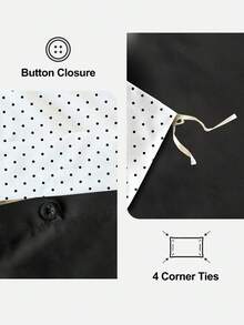 蜜月印花被套套装（2件套=1个被套+1个枕套；3件套=1个被套+2个枕套） - 涤纶绒面料，白色底黑色波点图案，枕套不含被芯（不含被芯），柔软透气，抗皱 - 适用于单人床、双人床、大号双人床、特大号双人床的家庭和宿舍，通过Oeko-Tex认证 - 彩色 - 查看 5